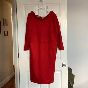 Boden Retro 60s Mod Sheath Red Midi Dress 18 L